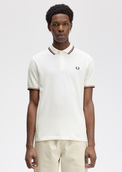 Fred Perry Polo's  Twin tipped fred perry shirt - snow white burnt red navy 