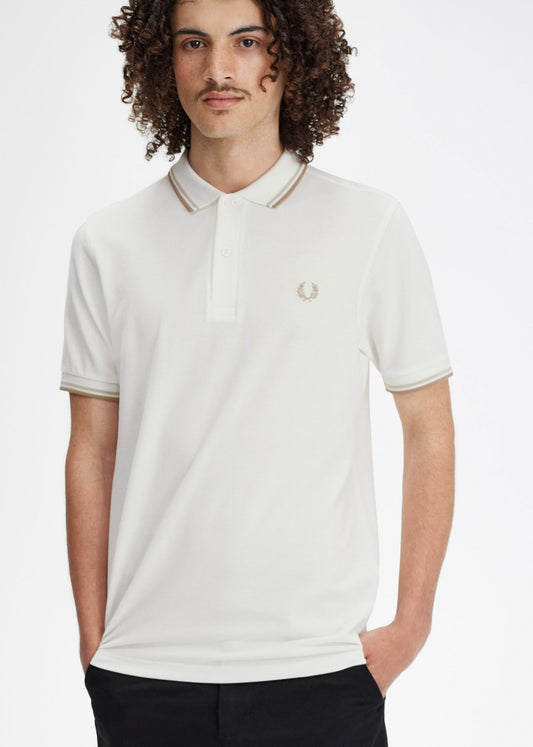Fred Perry Polo's  Twin tipped Fred Perry shirt - snow white oatmeal white stone 