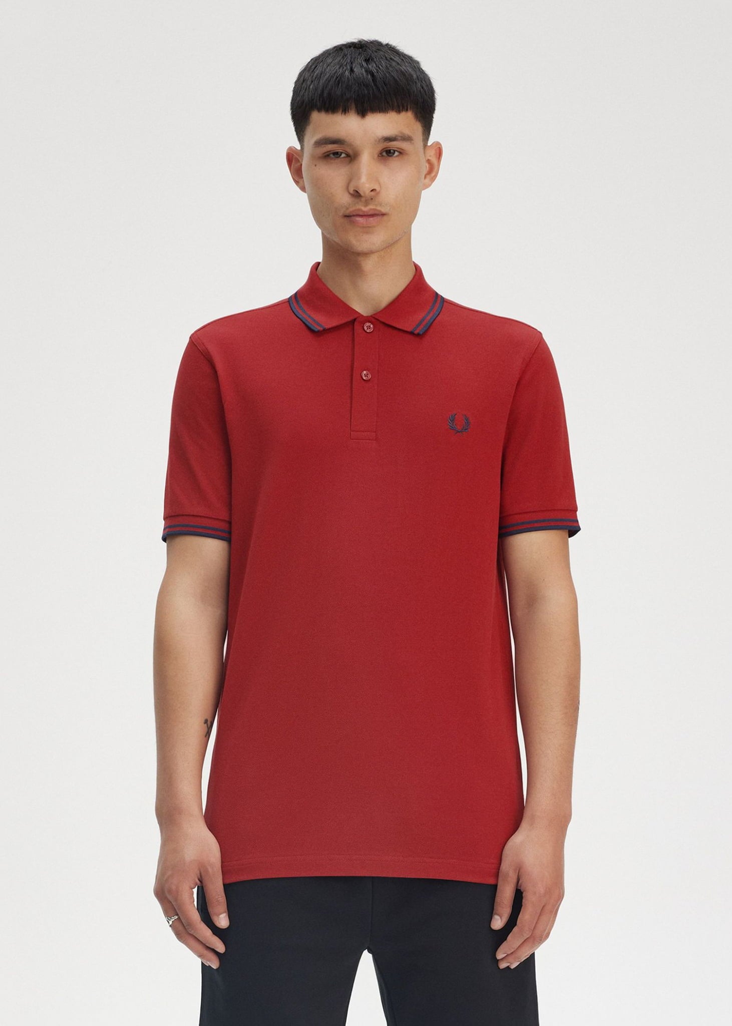 Fred Perry Polo's Twin tipped fred perry polo shirt- burnt red navy