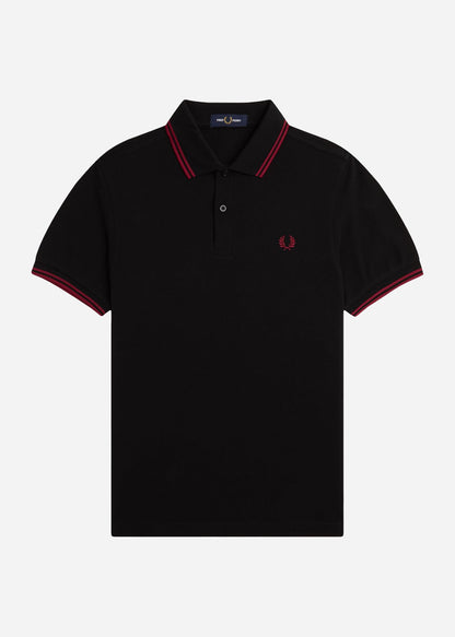 Fred Perry Polo's Twin tipped fred perry polo shirt- black burnt red