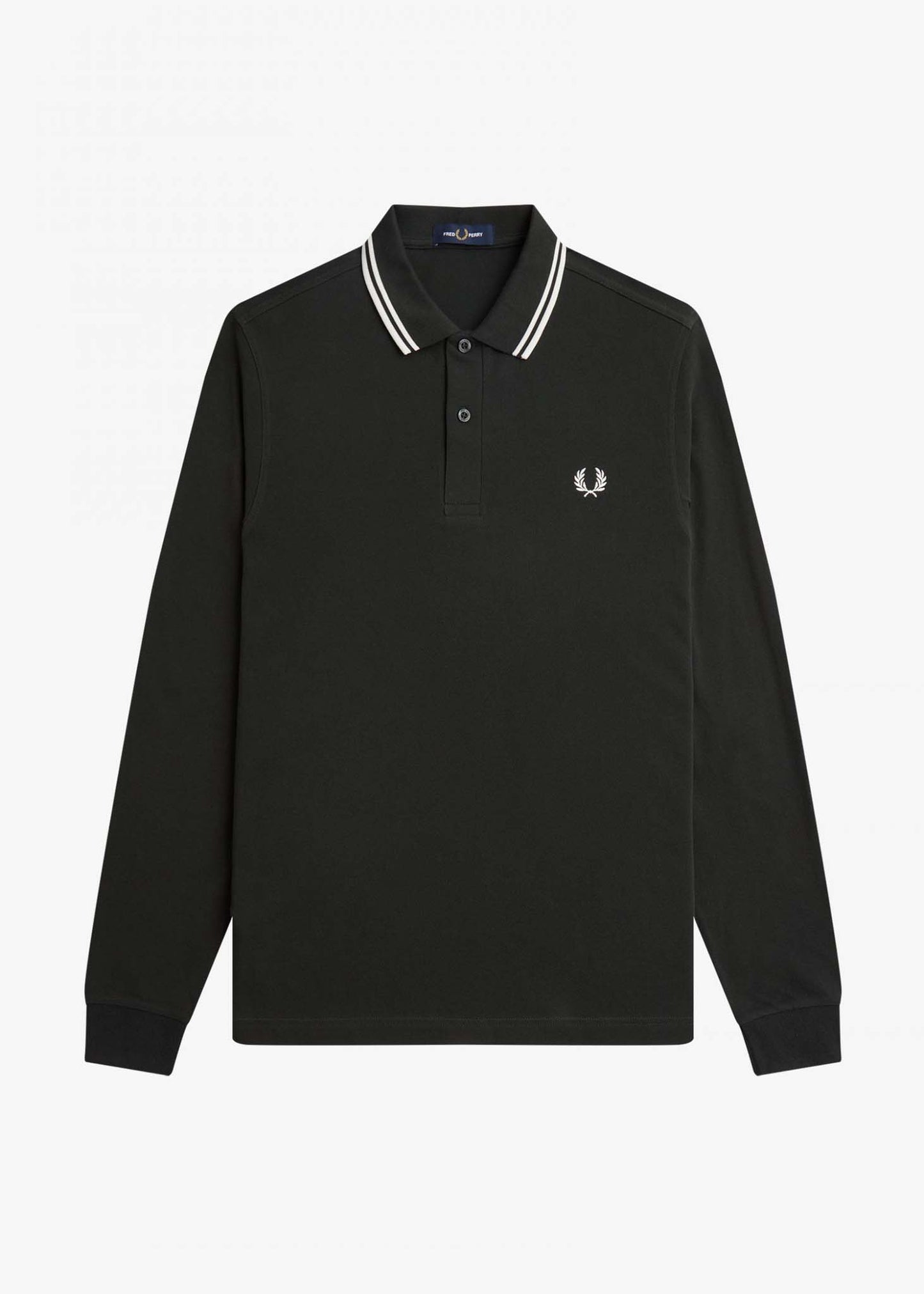 Fred Perry Longsleeve Polo's  LS twin tipped shirt - night green snow white 