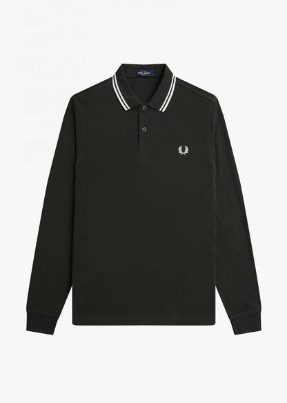 Fred Perry Longsleeve Polo's  LS twin tipped shirt - night green snow white 