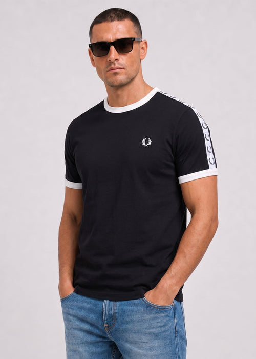 Taped ringer t-shirt - black