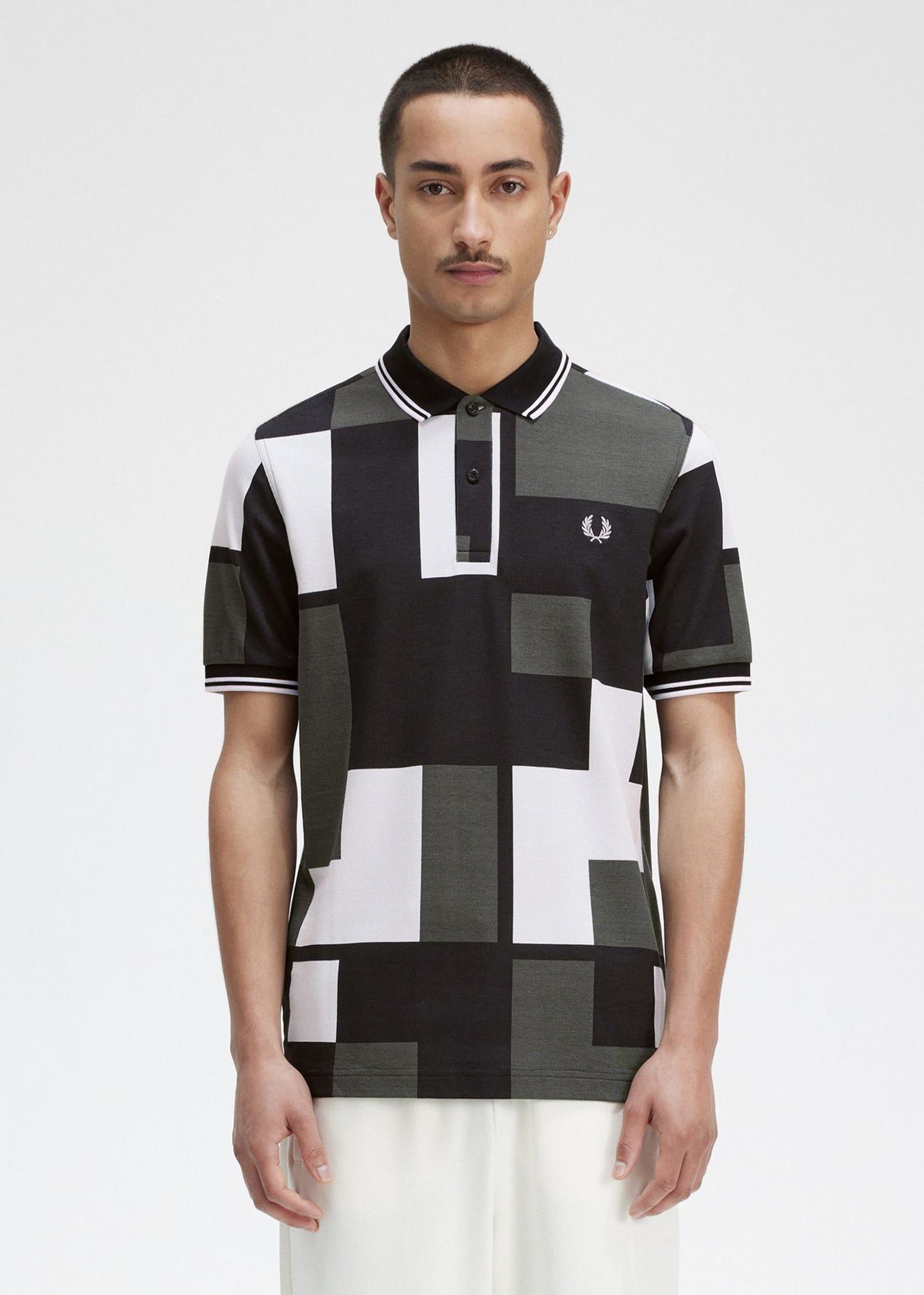 Fred Perry Polo's  Pixel print fred perry shirt - light ice 