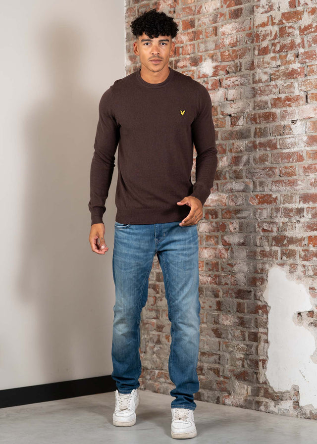 Lyle & Scott Truien Cotton merino crew neck jumper - espresso