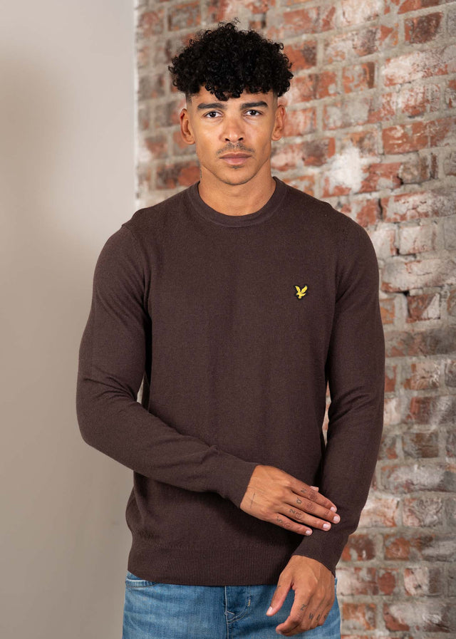 Lyle & Scott Truien Cotton merino crew neck jumper - espresso