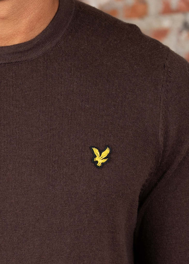Lyle & Scott Truien Cotton merino crew neck jumper - espresso