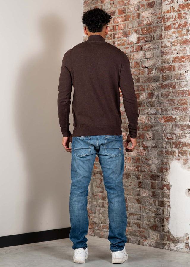 Lyle & Scott Truien Cotton merino quarter zip jumper - espresso