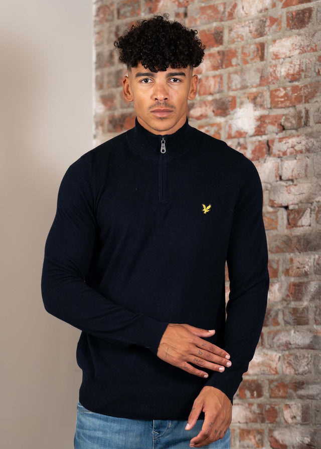 Lyle & Scott Truien Cotton merino quarter zip jumper - dark navy