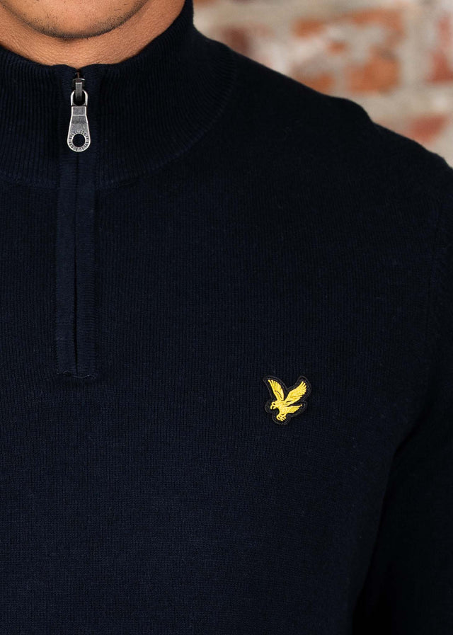 Lyle & Scott Truien Cotton merino quarter zip jumper - dark navy