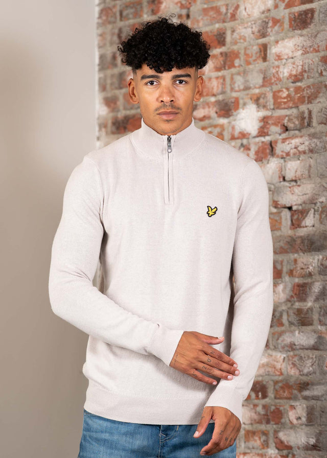 Lyle & Scott Truien Cotton merino quarter zip jumper - cove