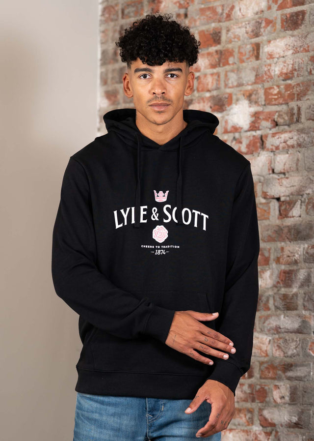Lyle & Scott Hoodies Cheers to tradition graphic hoodie - jet black