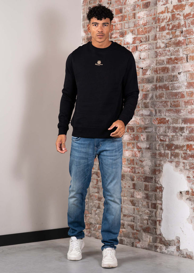 Aquascutum Sweaters Centered logo crewneck - black