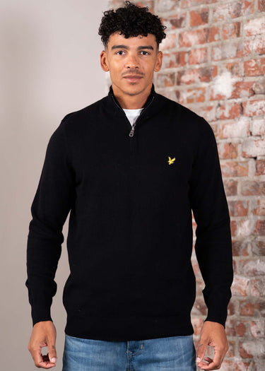 Lyle & Scott Truien Cotton merino quarter zip jumper - jet black