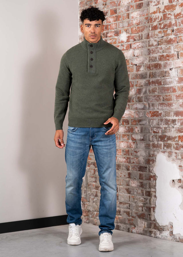 Barbour Truien Essential patch half zip knitted jumper - olive