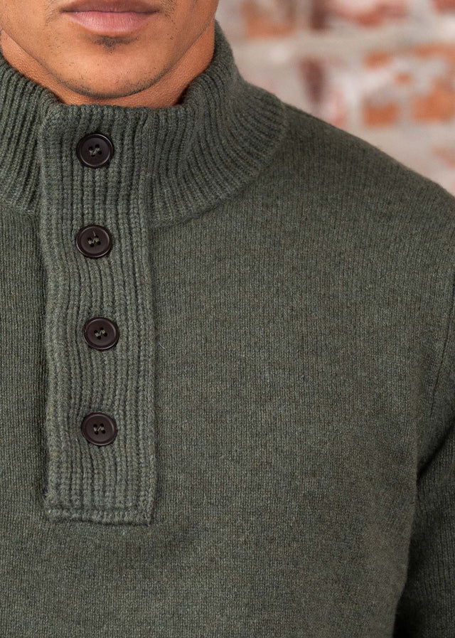 Barbour Truien Essential patch half zip knitted jumper - olive