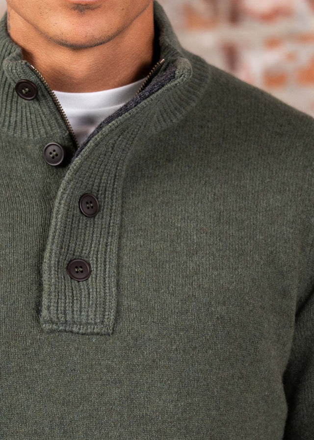 Barbour Truien Essential patch half zip knitted jumper - olive