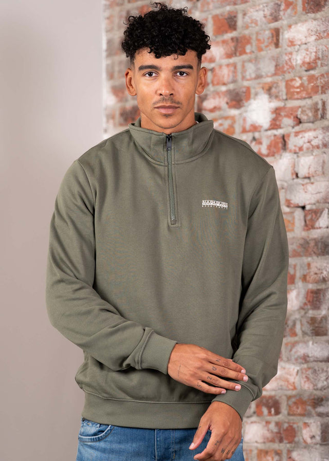 Napapijri Sweaters Small box quarter zip sweat - tea leaf