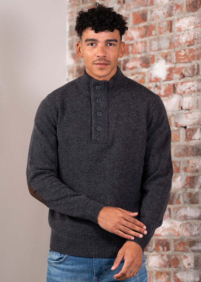 Barbour Truien Essential patch half zip knitted jumper - charcoal