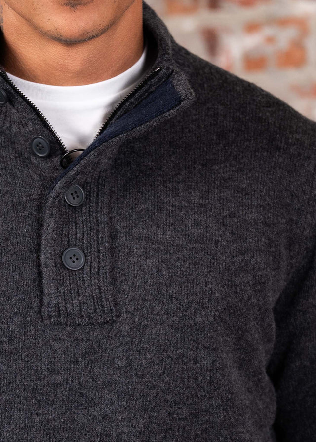Barbour Truien Essential patch half zip knitted jumper - charcoal