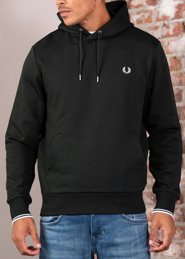 Fred Perry Hoodies Tipped hooded sweatshirt - night green snow white