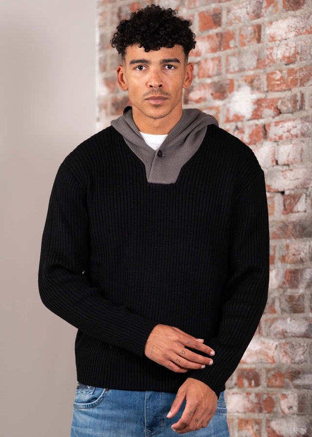 Armani Exchange Hoodies Pullover - black dark gull dray