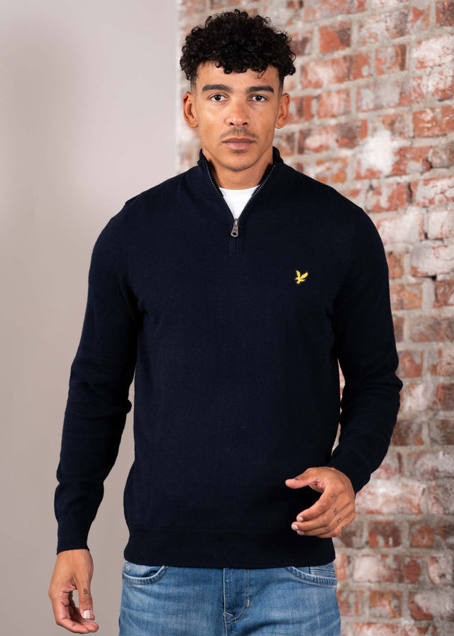 Lyle & Scott Truien Cotton merino quarter zip jumper - dark navy