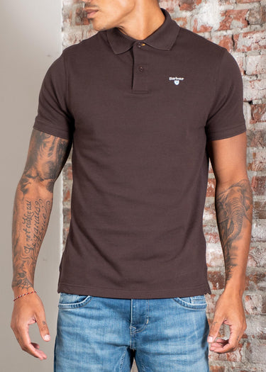 Tartan pique polo shirt - dark oak