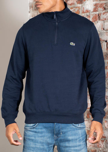High neck zip up fleece sweatshirt - navy blue