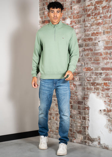 Lacoste Truien High neck zip up fleece sweatshirt - thyme