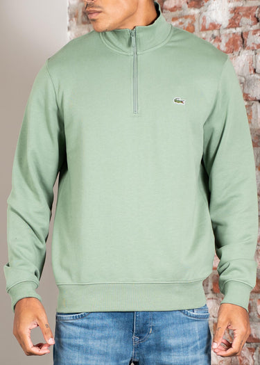 High neck zip up fleece sweatshirt - thyme