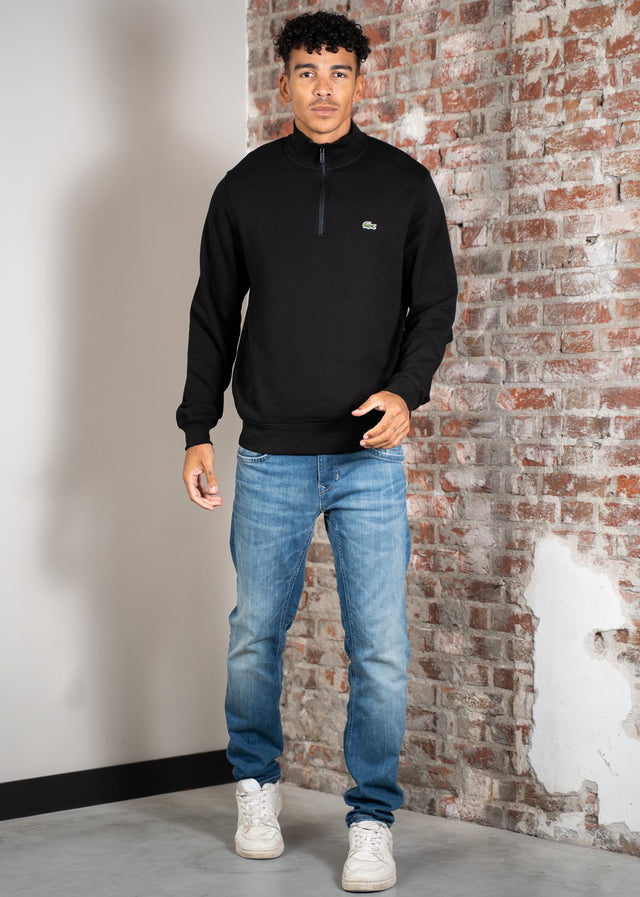 Lacoste Truien High neck zip up fleece sweatshirt - black