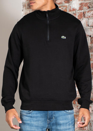 High neck zip up fleece sweatshirt - black