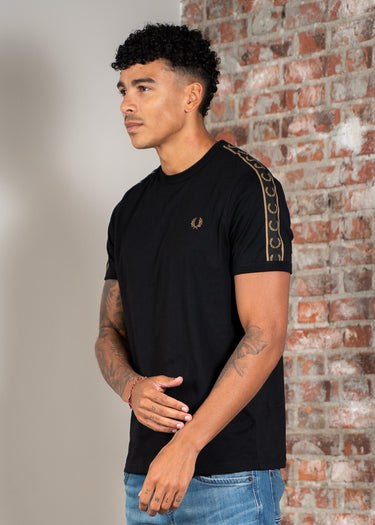 Fred Perry T-shirts Contrast tape ringer t-shirt - black shaded stone