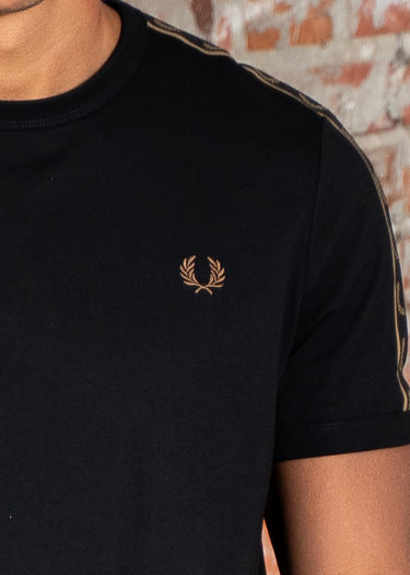 Fred Perry T-shirts Contrast tape ringer t-shirt - black shaded stone