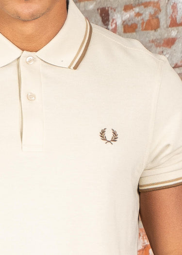 Fred Perry Polo's Twin tipped polo - oatmeal warm stone shaded stone