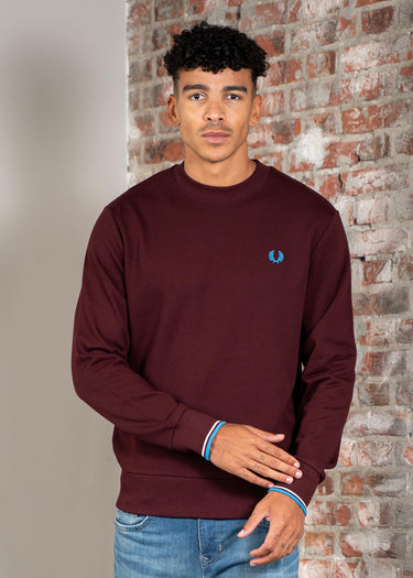 Fred Perry Truien Crew neck sweatshirt - oxblood ecru court blue