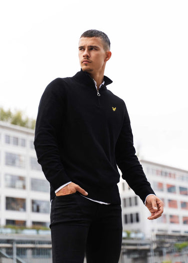 Lyle & Scott Truien  Cotton merino quarter zip jumper - jet black 