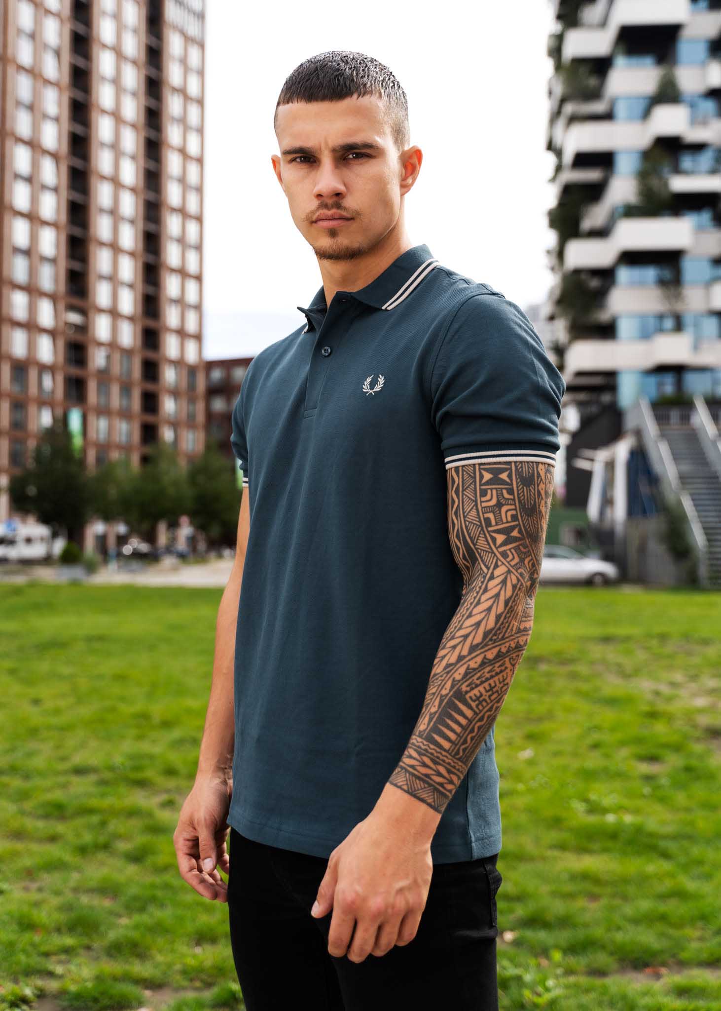 Fred Perry Polo's  Twin tipped fred perry shirt - petrol blue 