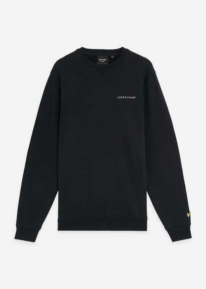 Lyle & Scott Truien Loopback embroidered crew neck sweatshirt - jet black white