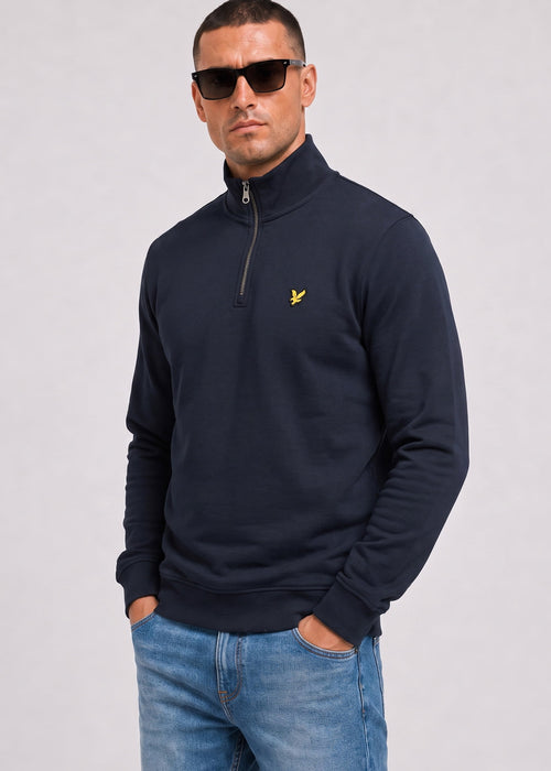 Loopback quarter zip sweat - dark navy