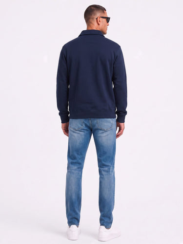 Lacoste Truien Polo collar double face pique sweatshirt - navy blue