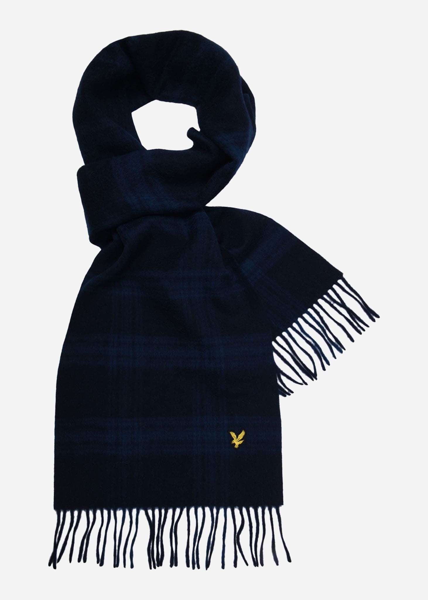 Lyle & Scott Sjaals  Check lambswool scarf - dark navy dark denim 