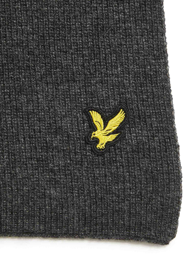 Lyle & Scott Sjaals Lambswool ribbed scarf - charcoal marl