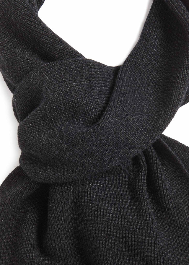 Lyle & Scott Sjaals Lambswool ribbed scarf - jet black marl