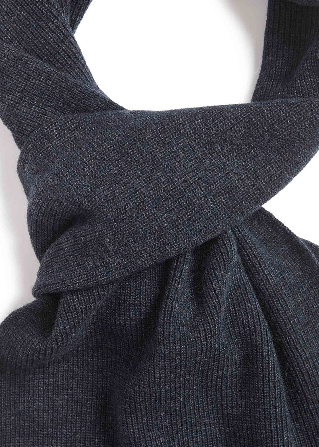 Lyle & Scott Sjaals Lambswool ribbed scarf - dark navy marl