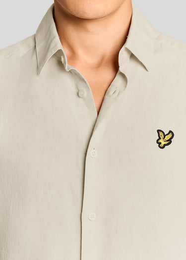 Lyle Scott Overhemden Short sleeve linen blend shirt - cove