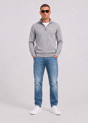 Barbour Truien Barbour cotton half zip knitted jumper - grey marl