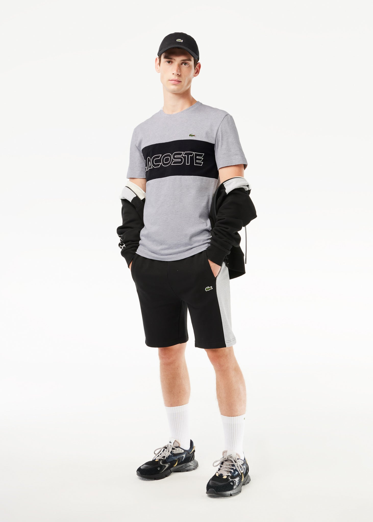 Lacoste T-shirts  Colorblock t-shirt - silver chine black 