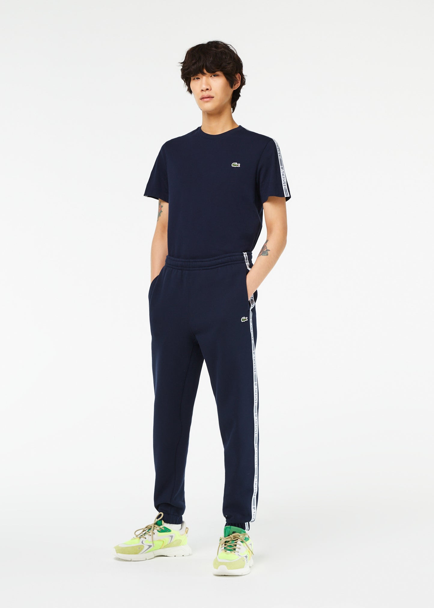 Lacoste Broeken  Contrast stripe tracksuit trousers - navy blue 